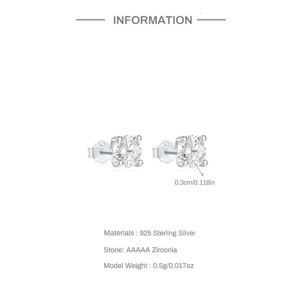 Aide 925 Sterling Silver 1pair Ins Simple 3mm Zircon Stud Earring 18k Gold Mini Minimalism Cute Earrings Fine Jewelly Party Gift