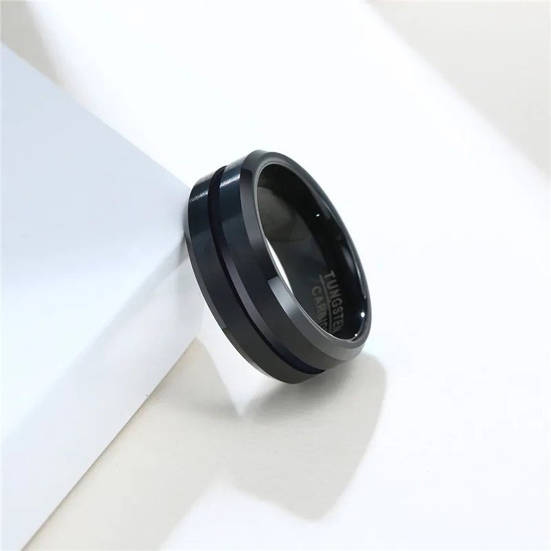 LETAPI Fashion 8mm Black Tungsten Carbide Rings for Men High Quality Punk Vintage Wedding Male Jewelry Gifts 251230