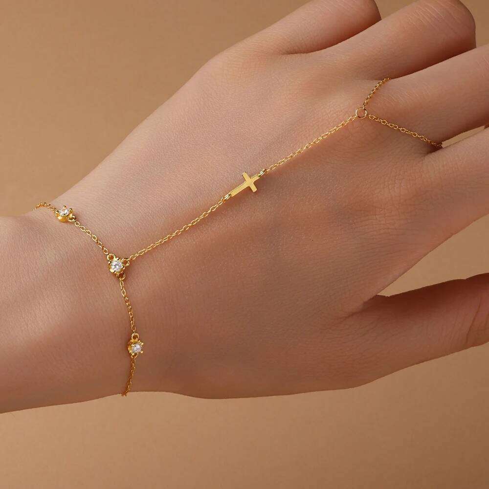 Aide S925 Sterling Silver Minimalism Cross Zircon Finger For Women Flower Multi-layer Bracelet Fine Jewelry Pulseras