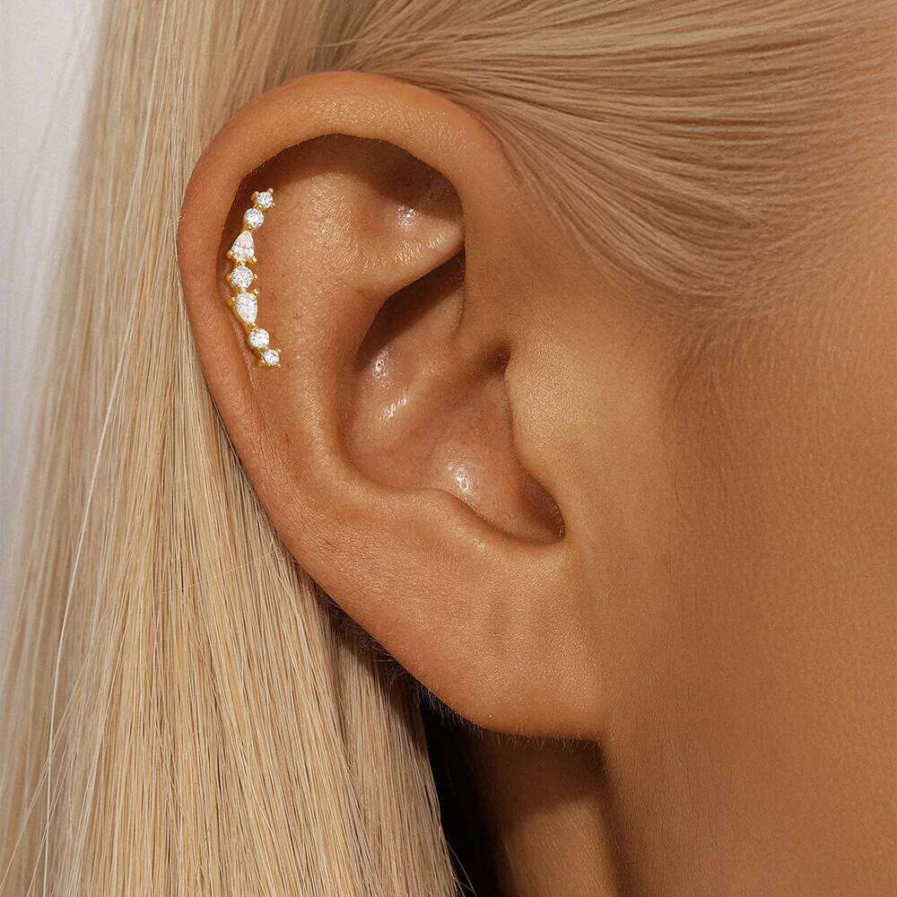 Aide 1pair 925 Sterling Silver Hook Clip on for Women Zircon Climbing Ear Cuff Earrings Fashion Jewelry Gifts