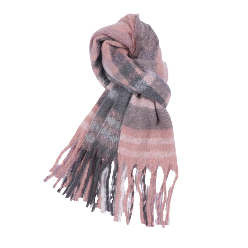 Winter Thick Stripe Cashmere Scarf for Woman Men Fashion Pashmina Large Tassel Shawls Wraps Soft Bufanda Warm Muffler Scarves 251225