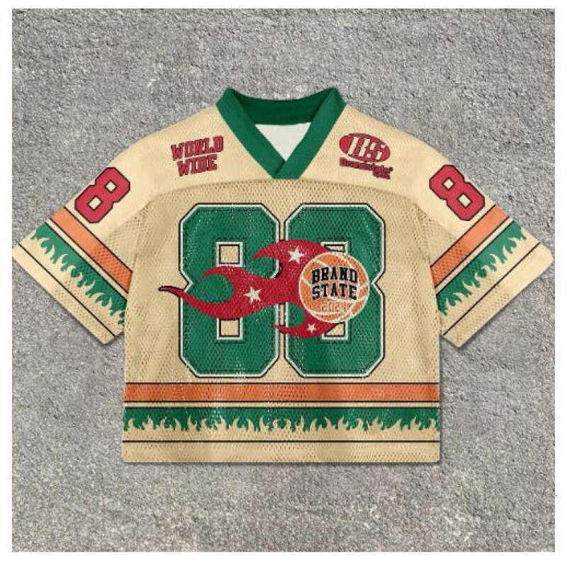 2026 Cross-Border Jersey European and American Foreign Trade New Casual V-Neck Short Sleeve Digital Print Pullover Men's T-Shirt