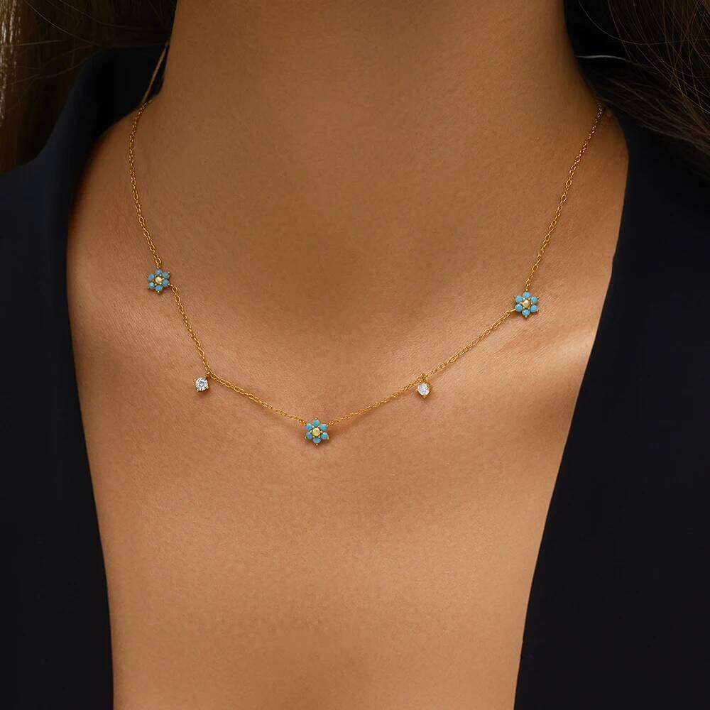 Aide 925 Sterling Silver Zircon Star Charms Necklaces For Women Elegant Luxury 18k Gold Plated Chain Necklace Choker Jewelry