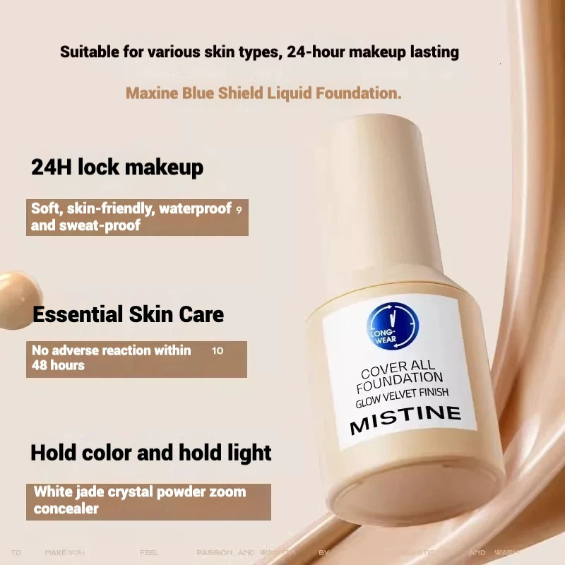 Mistine Liquid Foundation Matte Oil-control Longlasting Waterproof Sweatproof Primer High Concealer Mineral Makeup Base 30ml 251230