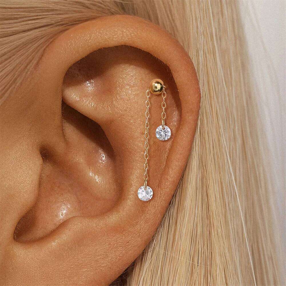 Aide 925 Sterling Silver Crystal Long Chain Tassel Ear Cuff for Women Girl Zircon Clip Earrings Elegant Piercing Party Jewelry