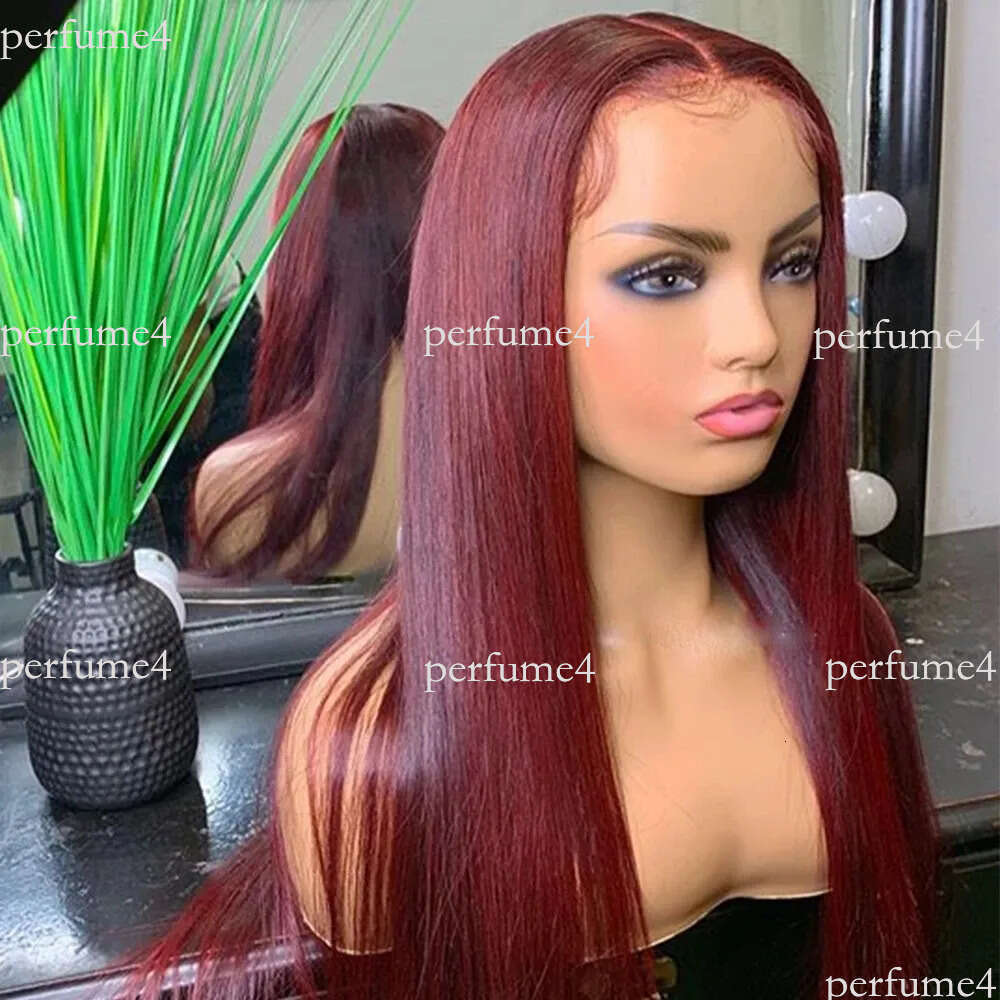 New 613 Blue/Pink/Purple/red Colorful Brazilian Straight Front Pre Plucked 13X4 Simulation Human Hair Wear and Go Glueless HD Lace Frontal Wig for Wom