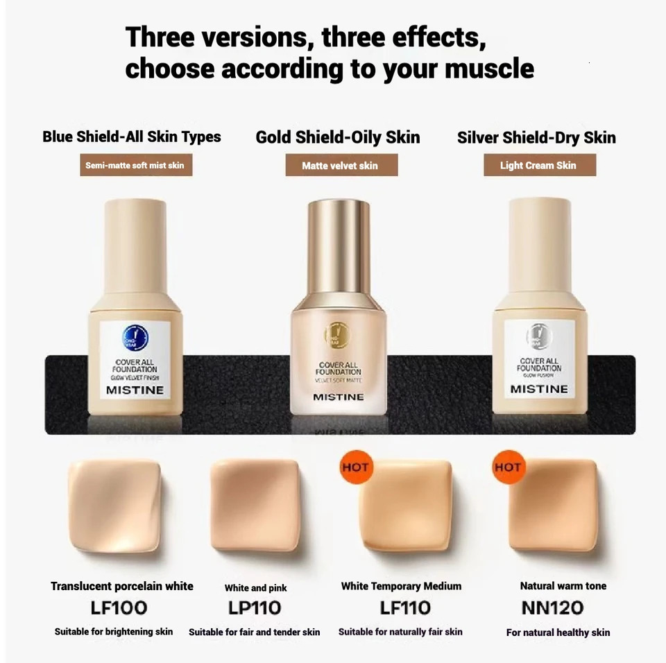 Mistine Liquid Foundation Matte Oil-control Longlasting Waterproof Sweatproof Primer High Concealer Mineral Makeup Base 30ml 251230