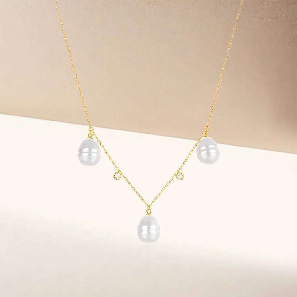 Aide 925 Sterling Luxury Necklace for Women Baroque Pearl Dainty Pendant Necklaces Birthday Party DIY Fine Jewelry Accessories