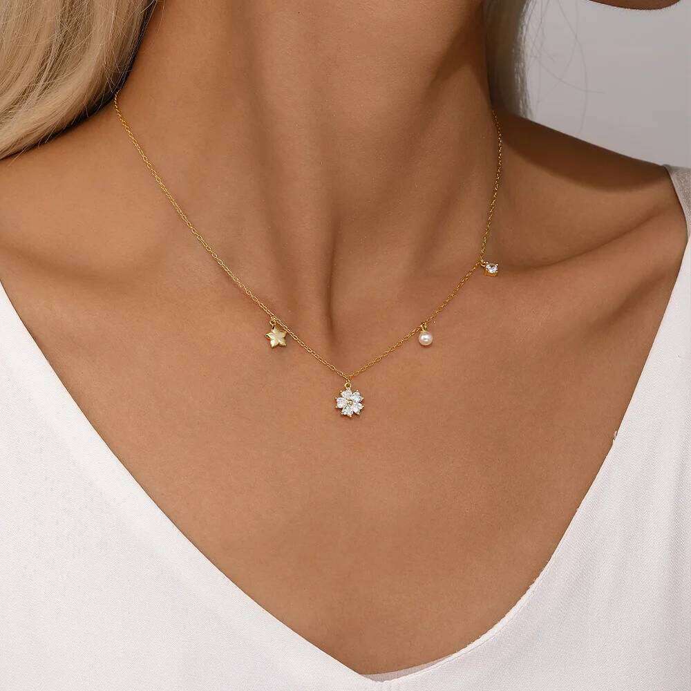 Aide 925 Sterling Silver Delicate Necklace Sparkling Zircon Chokers Clavicle for Women Valentine's Day Jewelry collares
