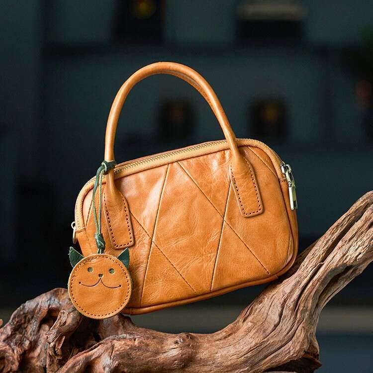 Luxury Shoulder Genuine Leather Handmade Bowling For Women New Retro Style Crossbody Tanned Cowhide Versatile Handheld Pillow Bag SENYY