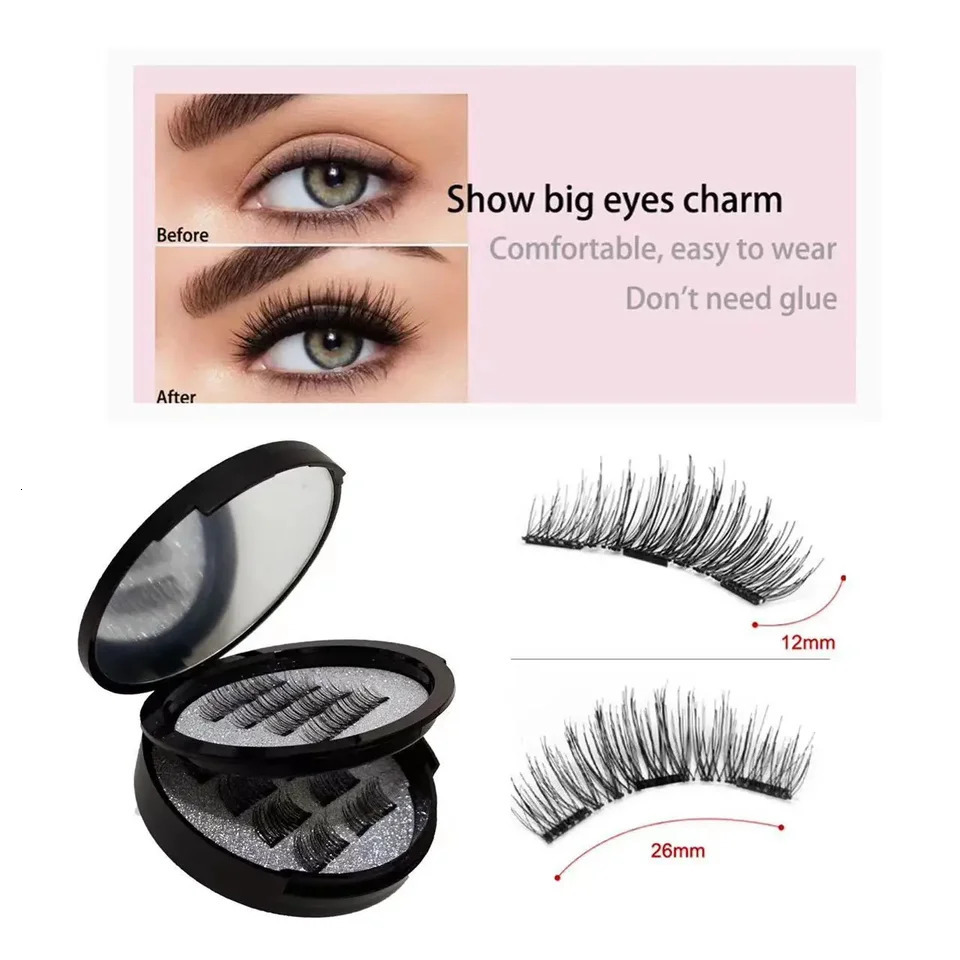 12pcs Magnetic False Eyelashes Magnetic Half Eyelashes Double Box With Mirror Applicater Reusable Beauty Eye Makeup Set 251231