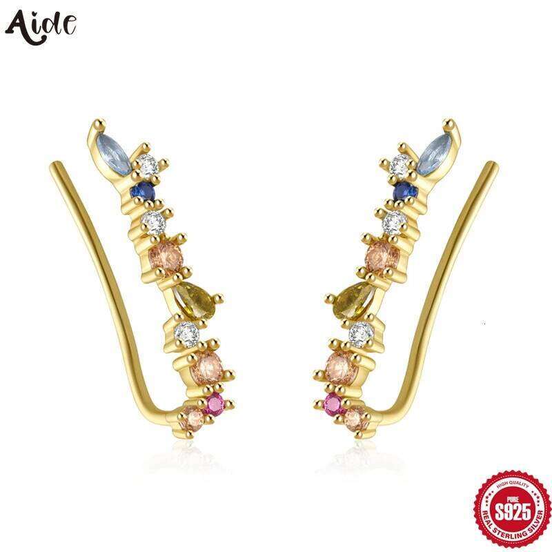 Aide 925 Sterling Silver Colors Hook Clip on Earrings for Women Zircon Climbing Ear Cuff Earring Fashion Fine Jewelry Gift
