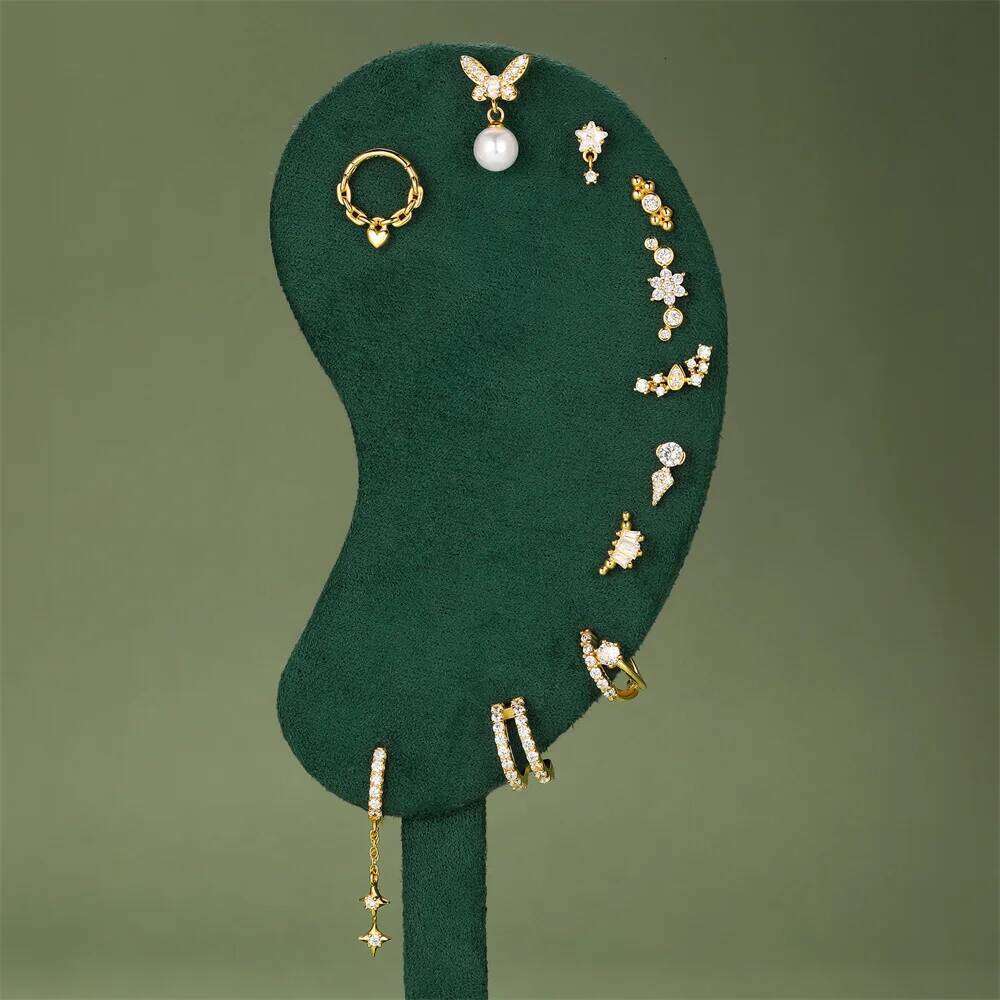 AIDE 925 Sterling Silver Single Shiny Zircon Piercing Stud Earring for Women Studs Cartilage Ear Bone Body Fine Jewelry 1pc