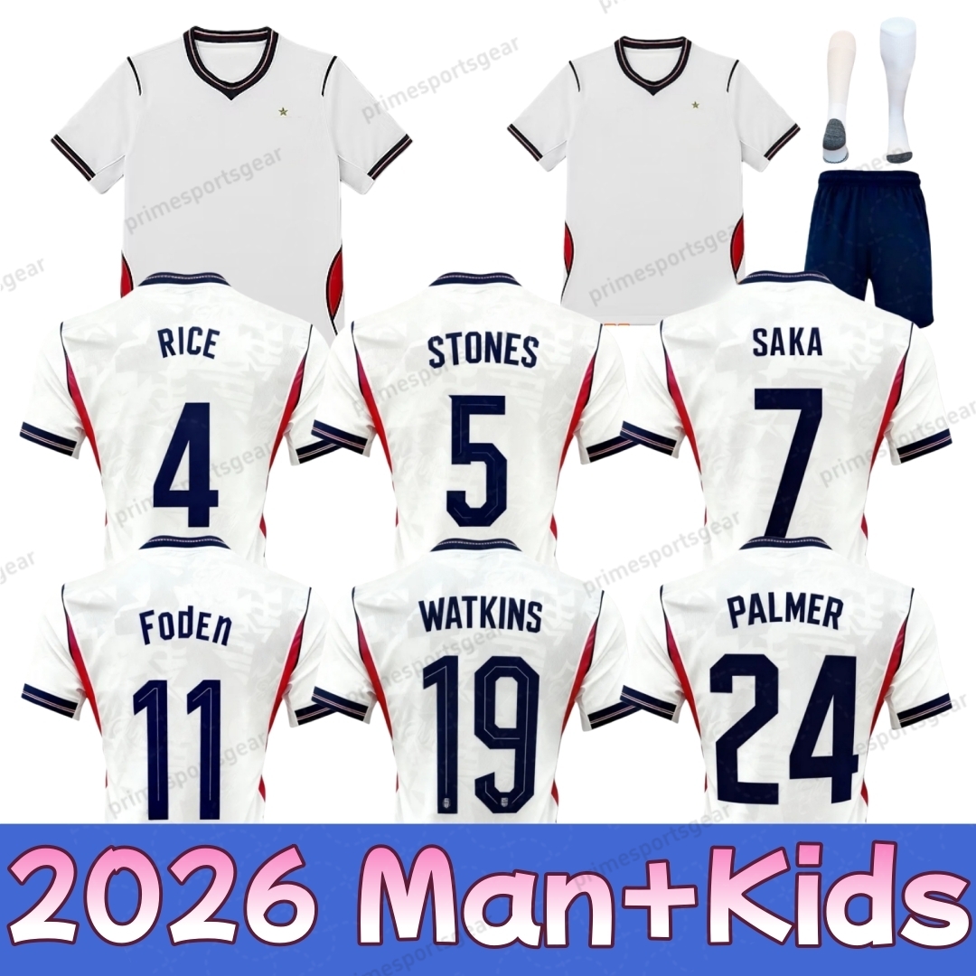 2026 Englands jersey BELLINGHAM Soccer Jerseys football shirt RICE SAKA FODEN RASHFORD STERLING STONES GREALISH KANE Men Kids fans player Football Shirt kit