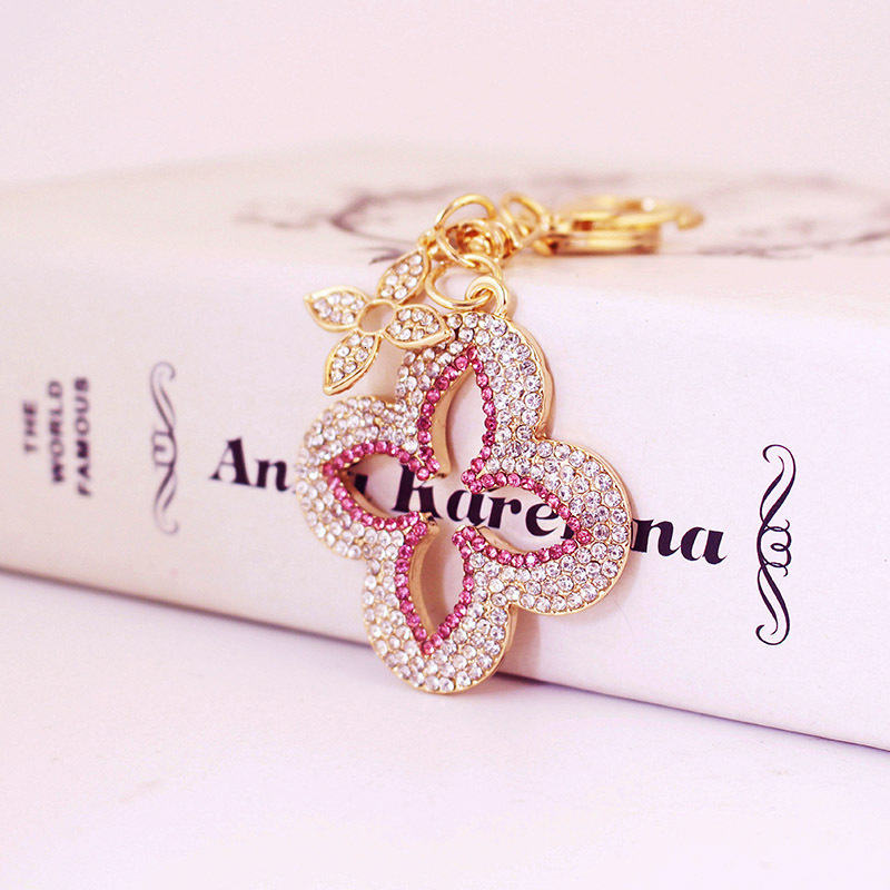 Luxury Brand Designer Jewelry Full Diamond Exquisite Four-Leaf Clover Alloy Keychain Accessory Key Chain For Girlfriend Bag Buckle Bag Pendant 1300