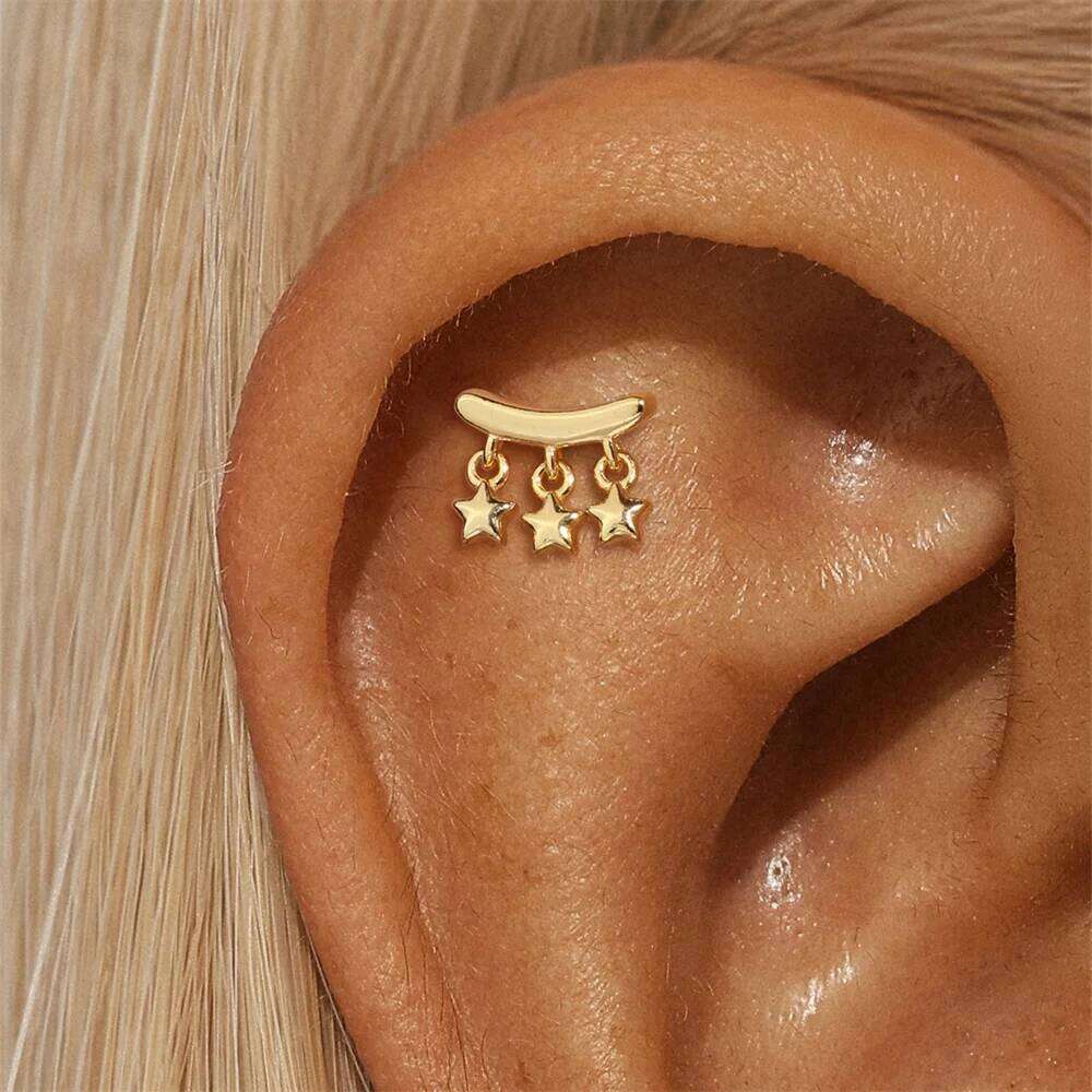 Aide 925 Sterling Silver 1PC Cartilage Spiral Puncture Stud Earring For Women Simple White Zircon Piercing Earrings Party Gift