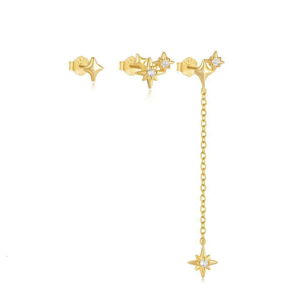 Aide 925 Sterling Silver Individuality Candy Zircon Stud Earrings For Women Fashion Star Chain Ear Studs Set Jewelry pendientes
