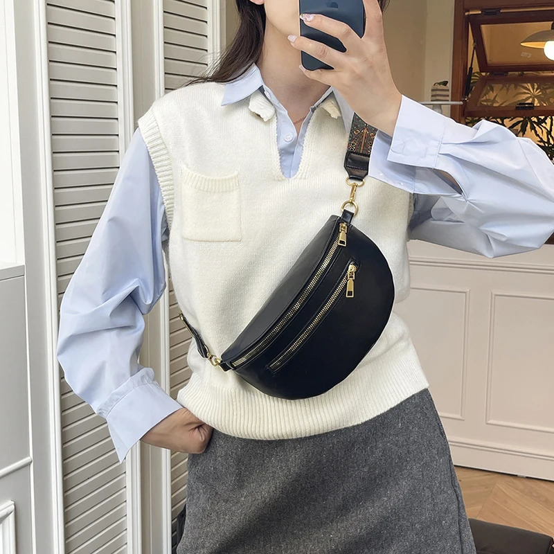 High Quality Leather Waist Bag Street Trend Fanny Pack Woman Chest Packs Fashion Belt Bag Female Shoulder Crossbody Bag 251231