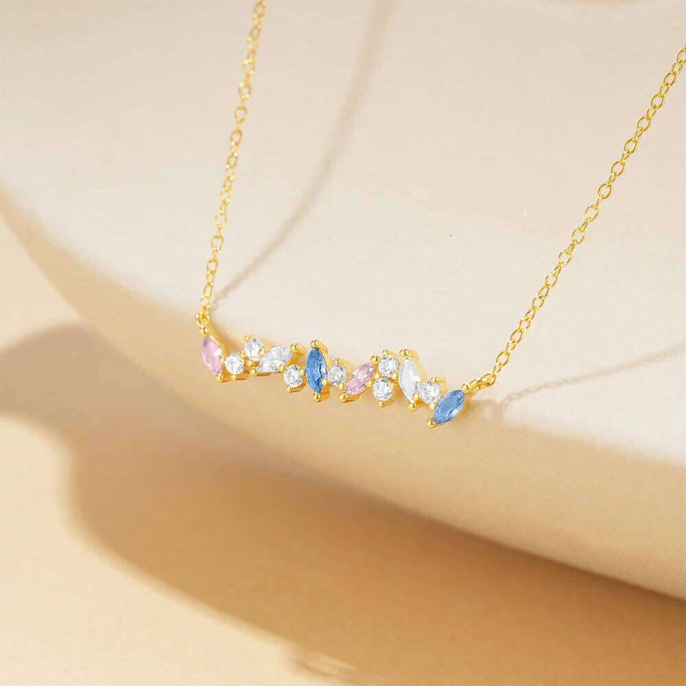 Aide Gorgeous Shiny 100% 925 Sterling Silver Geometric Cut Sparkling Pearl Zircon Pendant Necklace Wedding Choker Jewelry