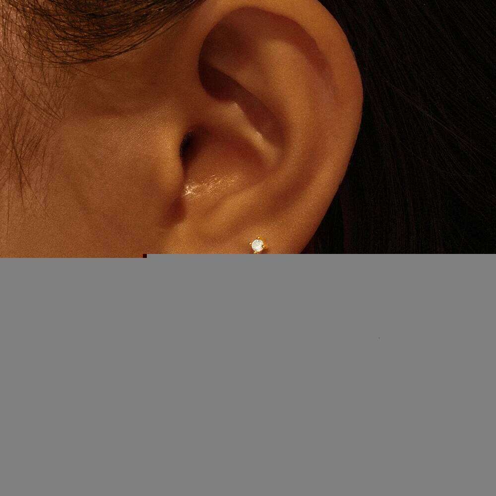 Aide 925 Sterling Silver Double Chain Earrings Women Shiny Mini Zircon Single 1PC Ear Studs Fine Gifts Wedding Jewelry