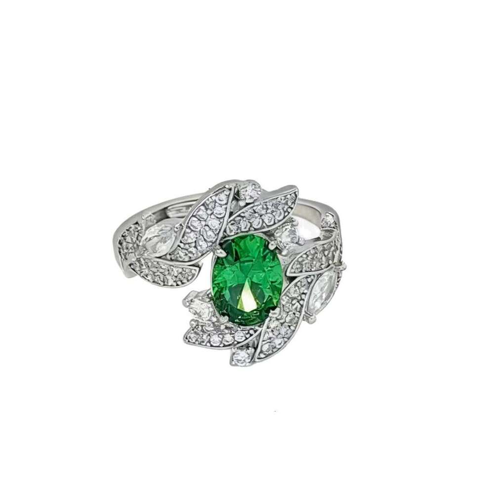 Vintage Ring Women Men Imitation Natural Emerald Open Womens Fashion Ring Versatile Green Zircon Colorful Gemstone Ring Jewelry