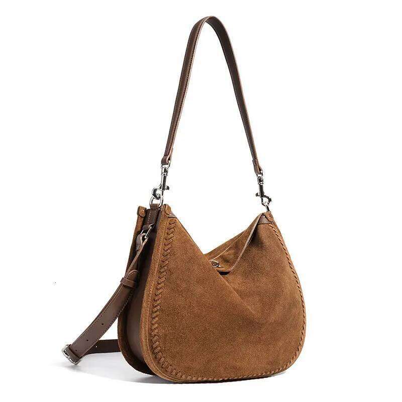 Suede Leather Women's 2026 New Luxury Women Shoulder Bag High Quality Vintage Cowhide Crossbody Bags Female Handbag Xiu Lai Si