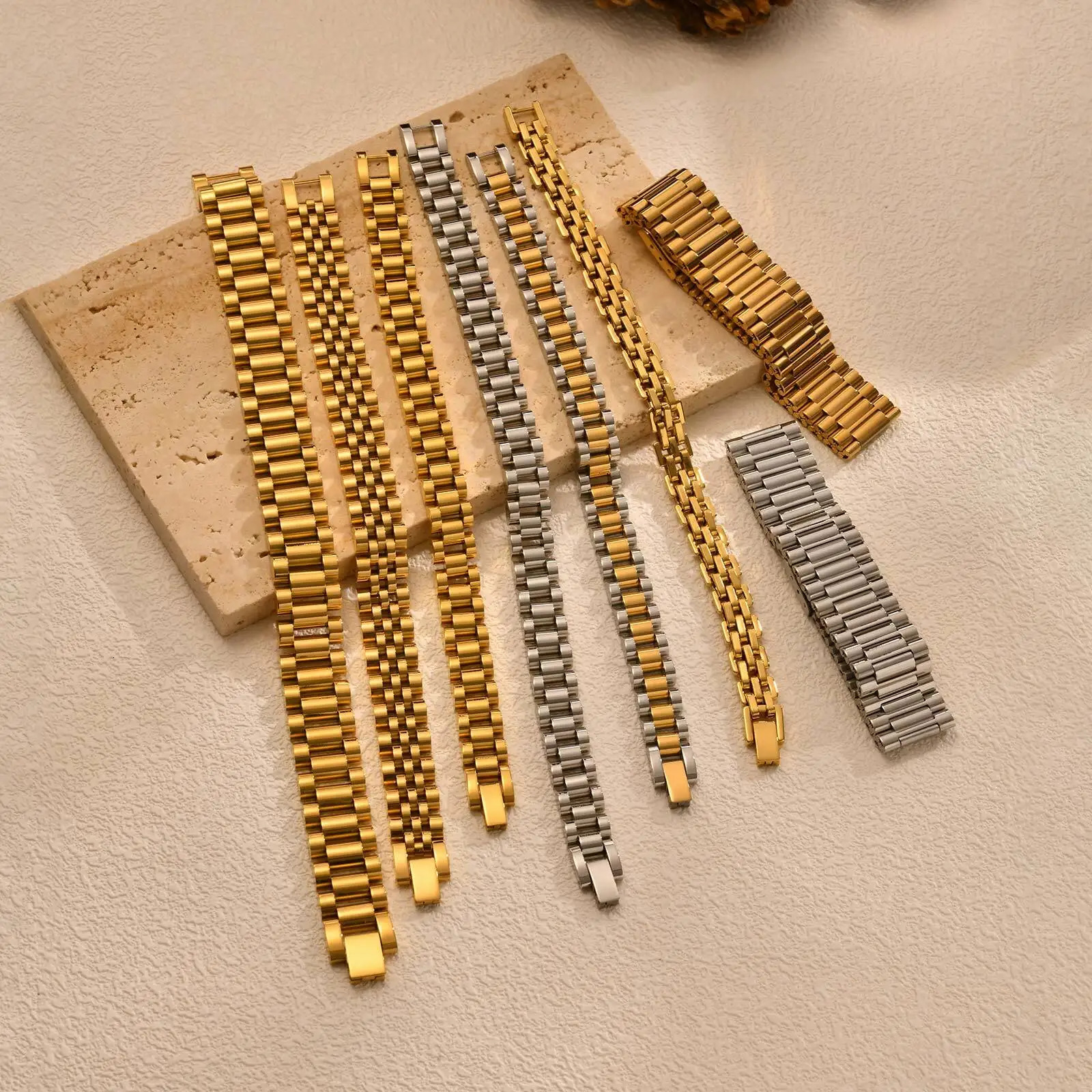 Vnox Stainless Steel Classic Watchband Bracelet For Women MenWatch Straps Width Link Chain Bracelet BangleUnisex Hand Jewelry 251230