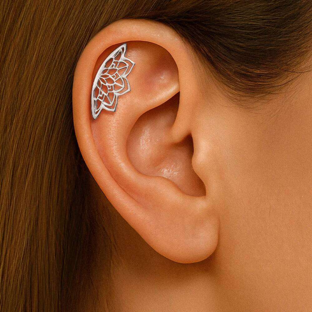 Aide Bohemian Mandala Lotus Flower Punk Earring Geometric Hidden Helix Piercing 925 Silver Halloween Accessories Gift Jewelry
