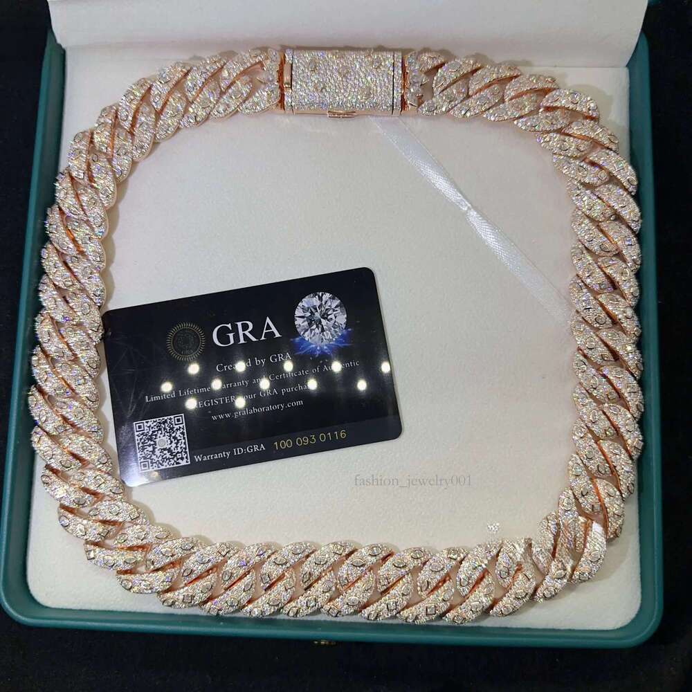 High Quality Hip Hop Custom Diamond 20MM Width Iced Out Jewelry 925 Sterling Silver Moissanite Cuban Link Chain