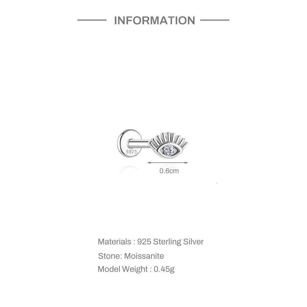 Aide S925 Sterling Silver Versatile Fit Moissanite Piercing Jewelry Star Clover Moon Ear Stud Cartilage Hoops for Women