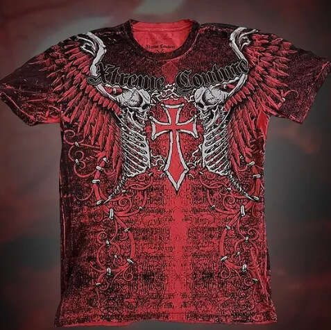 2026 European and American Demon Skull Trendy Brand New Printed Gothic High Street T-Shirt Versatile Crew Neck