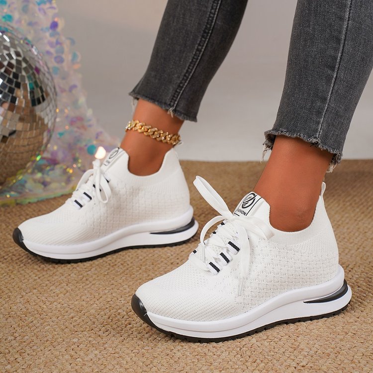 New Design Shoes Cross-border New Fashion Casual Versatile thick-soled anti-slip flying fabric breathable running shoes Casual shoes Free shipping