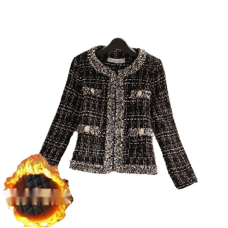 French Style Retro Tweed Jacket Spring and Autumn New Style Socialite Versatile Elegant Woolen Top Tweed Coat