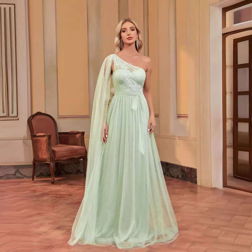 New Style Floor Length Sleeve Appliqu Chiffon Long Dress Mermaid Bridesmaid Banquet Evening Gown Women S Luxury Clothing