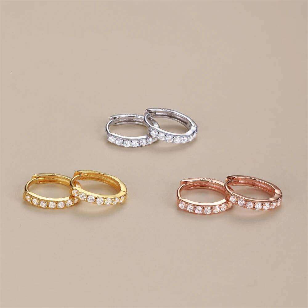 Aide 925 Sterling Silver Clear Zircon Circle Round Stud Earrings For Women Party Wedding Ear Bone Buckle Charm Earring Jewelry