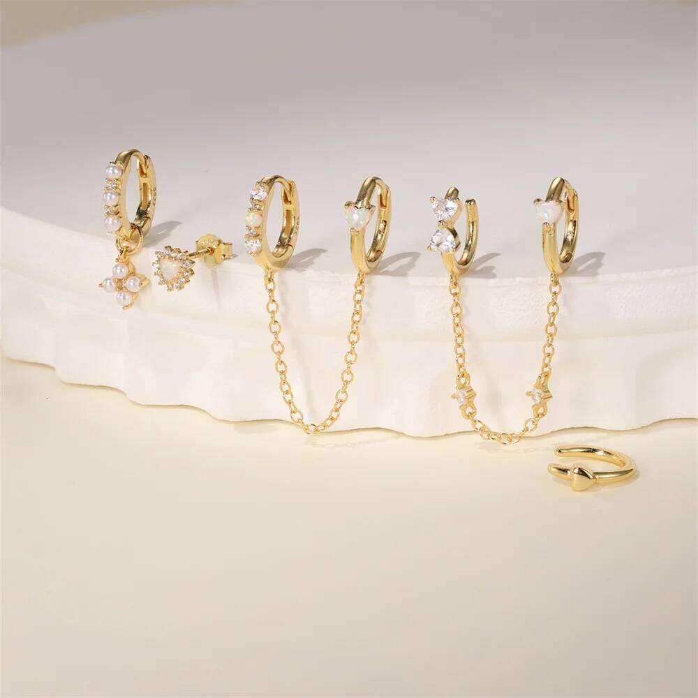 Aide Gold Earrings Set Women 925 Silver Huggie Hoop Stack Zircon Earring for Multiple Piercing Hypoallergenic Jewelry