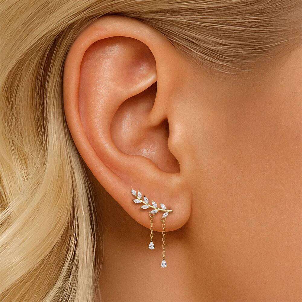 Aide 925 Sterling Silver Long Thin Chain Tassel Ball Star Drop Earring For Woman Zircon Stud Earrings Fashion Christmas Jewelry
