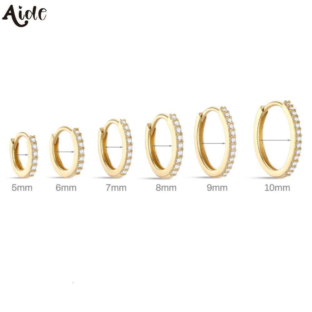 Aide 1pc Real 14K 5/6/7/8/9/10mm Hoop for Women Never Fade Gift Minimalist Earring Boho Exquisite Solid Gold Jewel