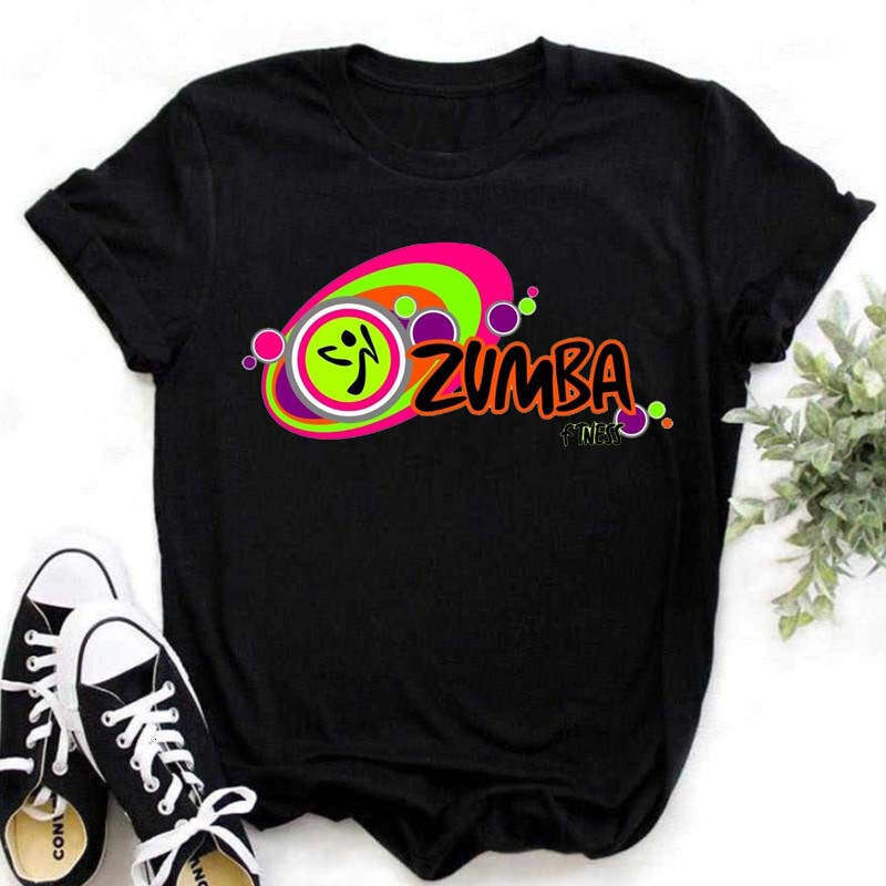 Cross-Border Hot Sale ZUMBA Zumba Dancer Printed Short Sleeve T-Shirt Women's Top