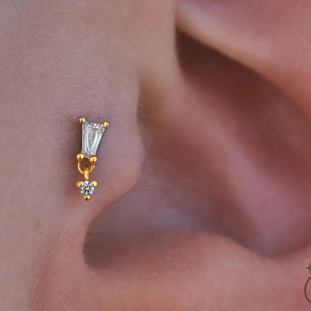 Aide Thick Bottom Flat Head Puncture 925 Sterling Silver For Women Kite Shaped Zircon Earring Pendientes Fine Jewelry