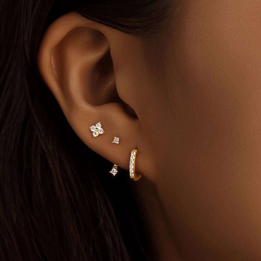 Aide Waterdrop White Shiny Zircon Stud Earring Women 925 Sterling Silver Earrings For Students Party DIY Accessory Set