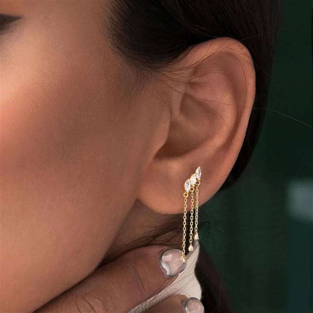 Aide 1pc 925 Sterling Silver Rhombus Pendientes Piercing Flower Zircon Stud Earrings For Women K Gold Elegant Jewelry Party Gift