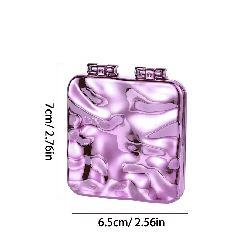 Foldable Plating Makeup Mirror Mini Square Makeup Vanity Mirror Portable Hand Mirrors Double-sided Pocket Mirror 251231