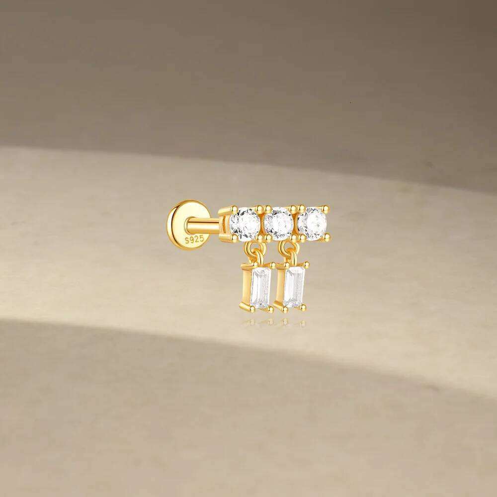 Aide 925 Sterling Silver Tragus Rock Helix Earring For Women Zircon Cartilage Drop Piercing Ear Lobe Jewelry