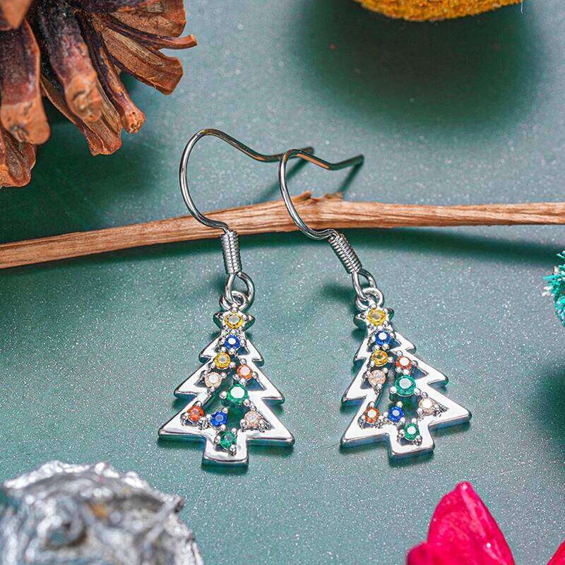 Huitan Colorful Christmas Trees Design Drop Earrings for Women New Year Party Female Accessories Girls Gift Statement Jewelry