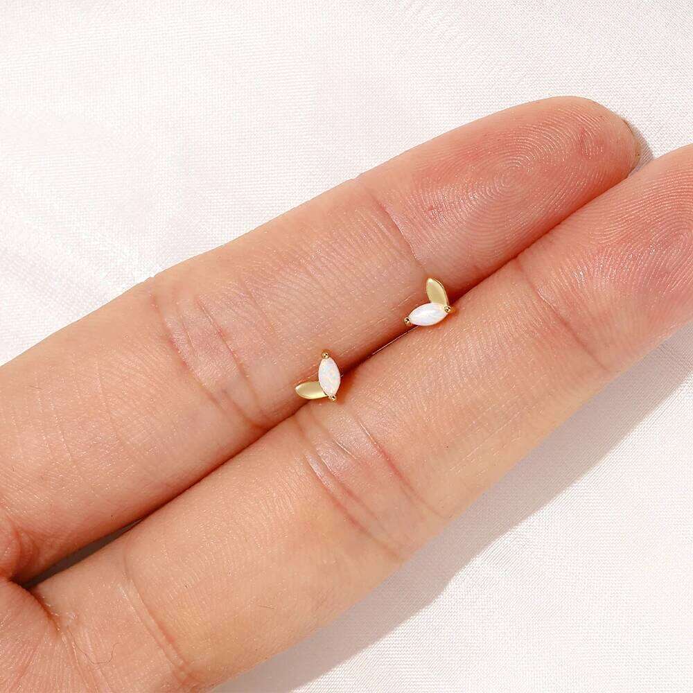 Aide 925 Sterling Silver Ear Studs Zirconia Minimalist Small Stud For Women Fashion Opal Earrings Fine Jewelry Gifts