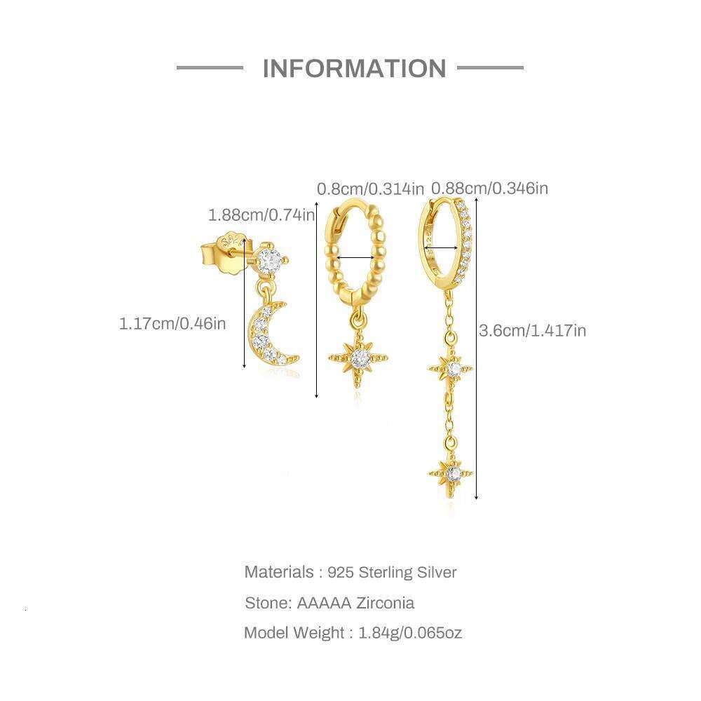 Aide 925 Sterling Silver Fashion Korea Micro-set Zircon Multi-layer Vertical Bar Geometric Earrings Temperament Exquisite Jewel