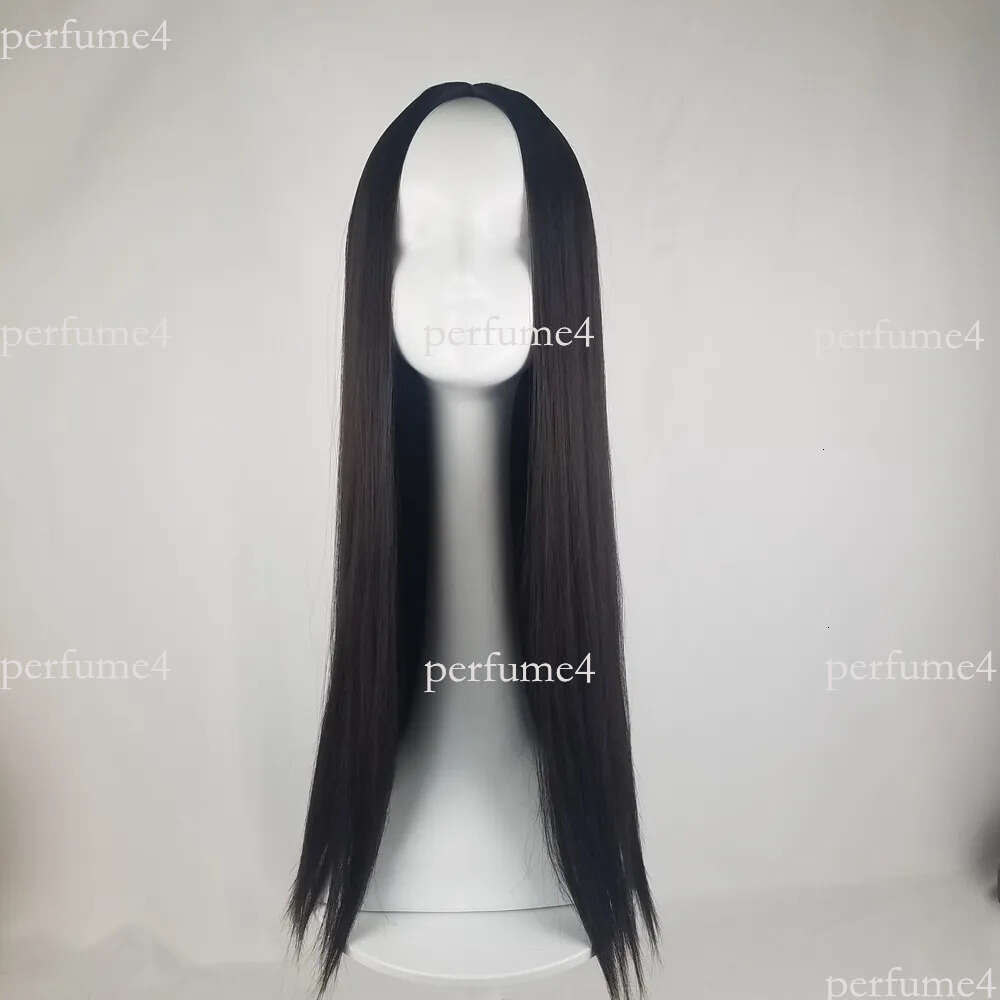 Woman long straight before lace wig black lifelike in the wigs women chemical fiber hair head set wholesale