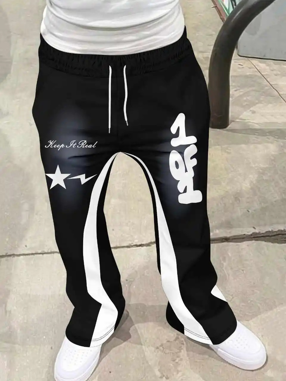 Y2k Flared Pants Men Loose 3D Print Trousers Casual Sweatpants Mid Waist Sporty Female Clothes Streetwear Hip Hop Vintage Pants 251231