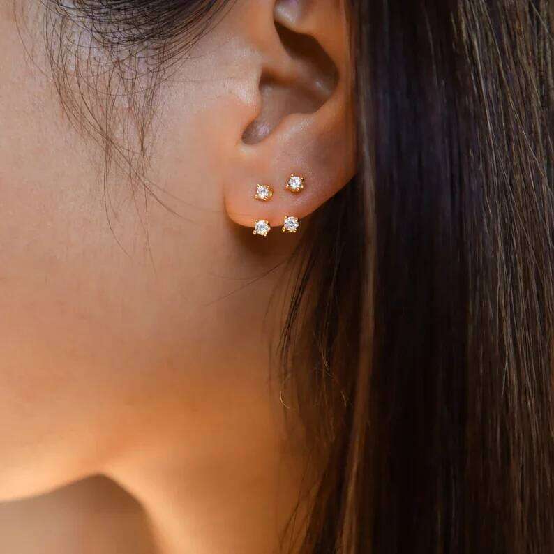 Aide 1pc 925 Sterling Silver Stud Earring Cute Dog Claw Opal 18K Gold Color Earrings Flat Back Helix Cartilage Piercing Jewelry